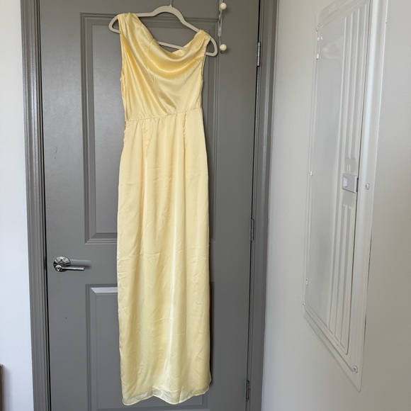 Show Me Your MuMu | Jodie Draped Luxe Satin Dress in Pale Yellow ~ Size Small - Picture 10 of 10